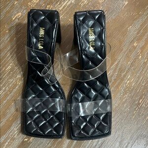 Miss Lola Black Quilted Heels